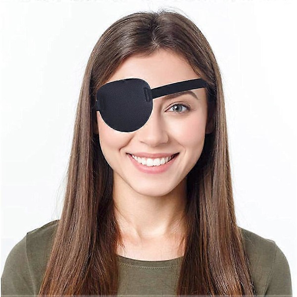Dww-2 stk. Klap for øjet Cosplay Øjeplaster Pirat Øje Justerbar til Barn Voksen Amblyopi Skelen Cosplay (Sort)