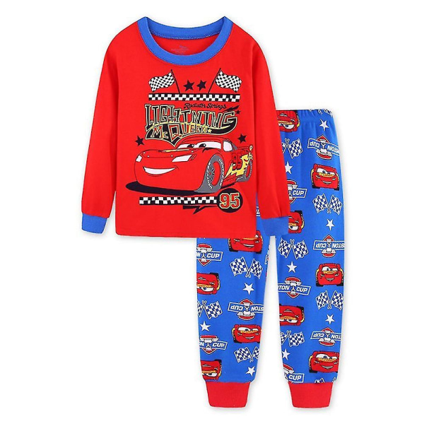 Lightning Mcqueen Set för pojkar, tecknad bil-t-shirt och byxor 2-delad pyjamas för 4-7 år, nattkläder för barn Pj present A 6-7 Years