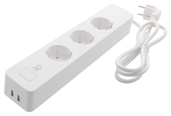 3-vejs stikdåse med 2 USB-porte