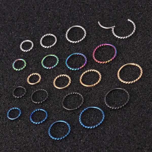 Twist closed ring stainless steel seamless ring open ring ear buckle ear bone nail 1pcs,6mm-12mm