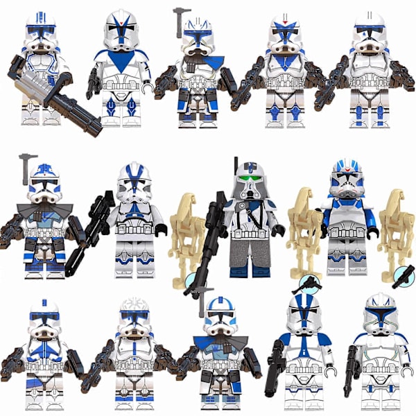 501st Clone Troopers Actionfigurer 17 stk Star Wars Minifigurer Byggeklosser Leke Battle Pack med Tilbehør