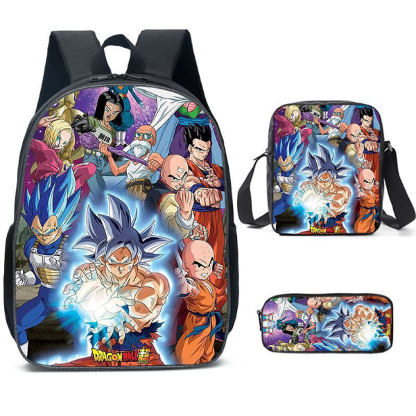 Anime tegneserie Dragon Ball rygsæk Skoletaske Blyantstaske Madpakke Tredelt sæt