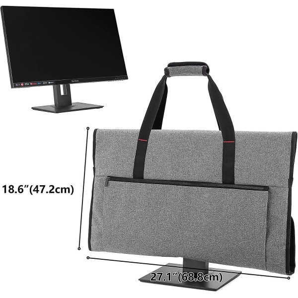 Carrying Bag For 27" Lcd Screens And Monitors, With Padded Velvet Lininggray