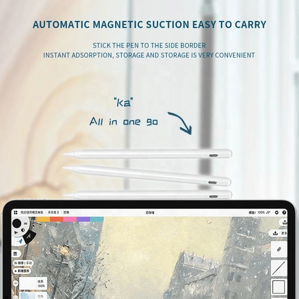 Capacitive iPad Pen with Battery Indicator and Fast Charging White