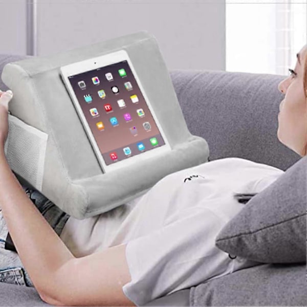 Pehmeä tablettituki, monikulmainen iPad-teline, tyyny, sylituki e-lukijoille ja kirjoille