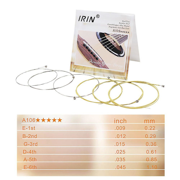 Akustisk folk gitarr 6-strängar (.009-.045) Komplett set medium spänning