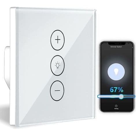 Dimmerbryter. WiFi-dimmer med prosentfunksjon og timerfunksjon. WLAN stemmeappkontroll. Innfelt lysdimmer