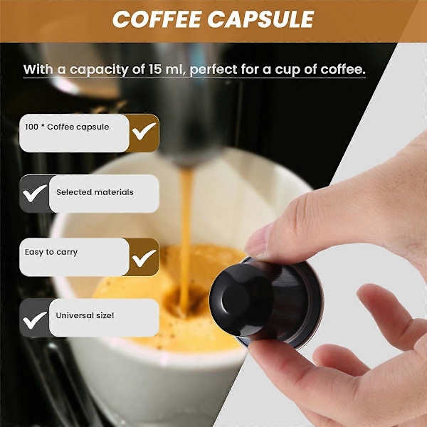 100 Set Påfyllningsbara Kaffekapslar Nespresso Pod för Nescafe Automatisk Kaffemaskin