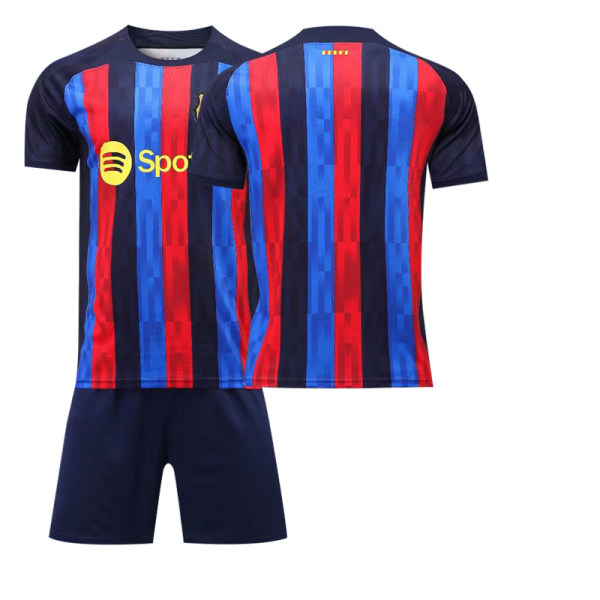 2223 Barcelona hjemme- og bortetrøyer nr. 10 Messi nr. 21 De Jong kortermede fotballdrakter for voksne barn NO S