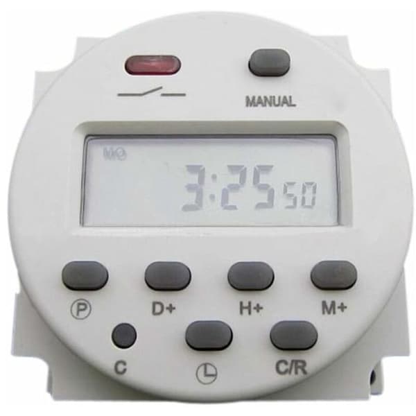 CN101 12V DC/AC Digital Timer. Programmerbar LCD Tidsrelæafbryder til stikkontakter, hvid