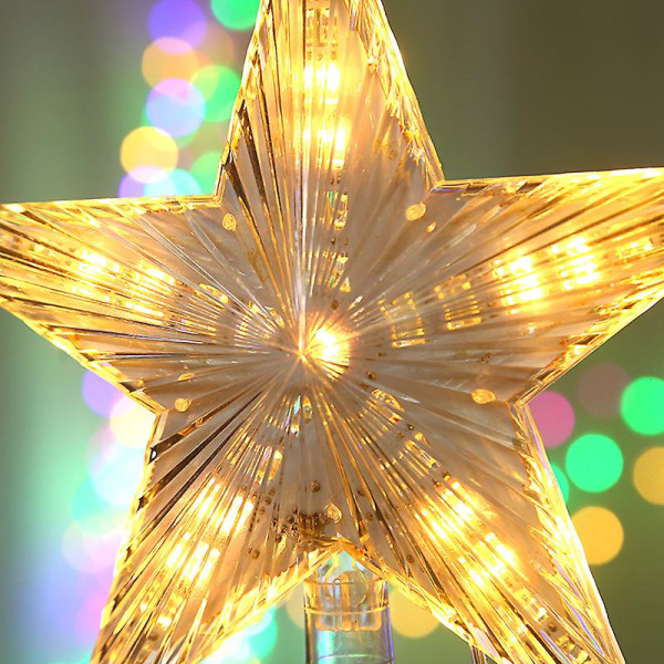 Julgranstopp med 10 lysdioder med power - Upplyst julgranstopp i varmvitt - Christmas Tree Star Top Tree Top