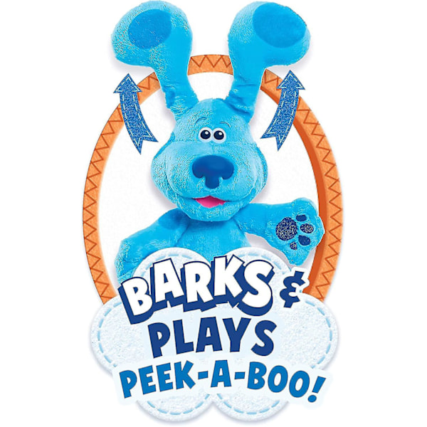 Blå plysjleker, 7,8 tommers plysjleker, interaktive bjeffende titt-a-boo-kosedyr, hunder, Just Play