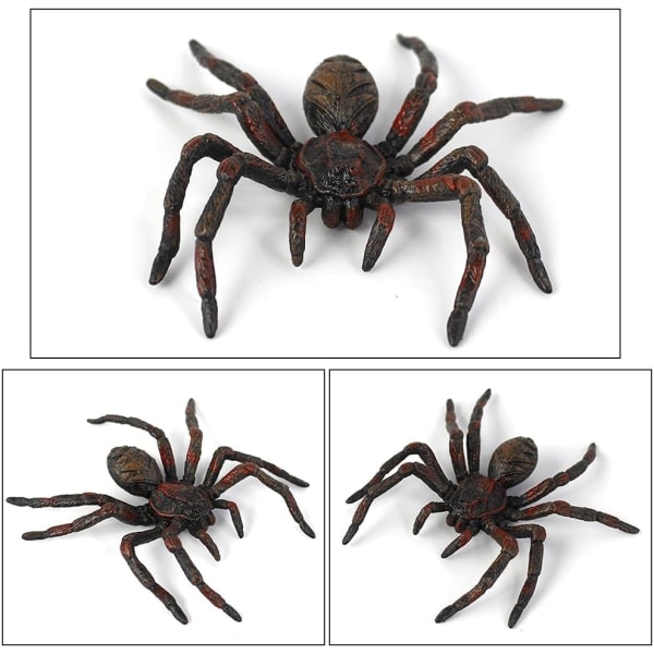2 Pack Realistiska spindlar, leksaksspindel djurfigurer, (smal svart spindel)