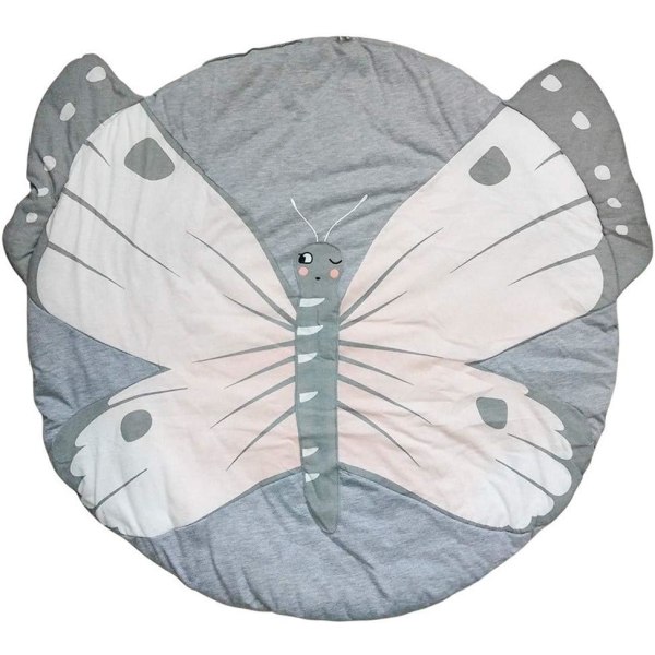 Butterfly Baby Rund Lekematte Krypematte Teppe Butterfly Belly Pad Teppe for Barn Barn Småbarn Soverom