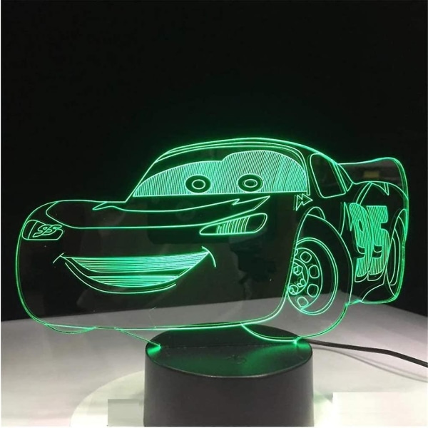 Wekity drenge fødselsdag gave Lightning Mcqueen Route 66 din racerbil 3d 7 farve lampe visuel led natlys til børn touch usb bordlampe