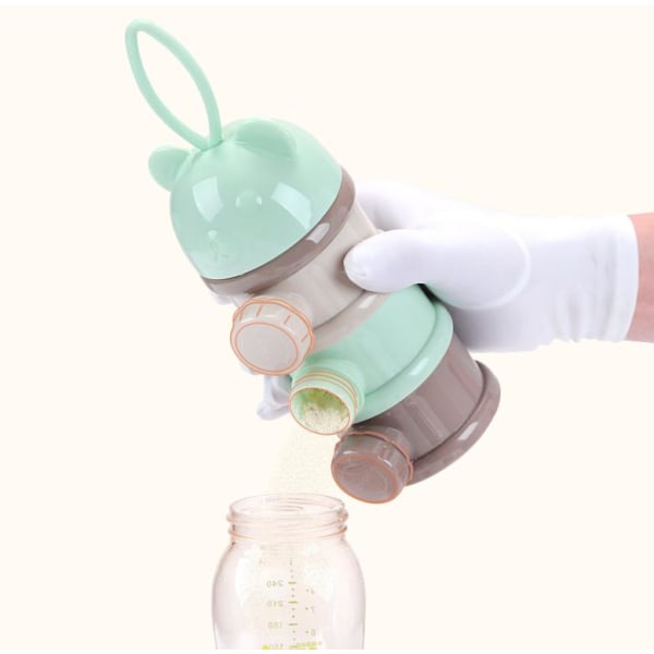 Baby mælkepulver dispenser 4 rum Bærbare mælkebokse kan stables (pink)