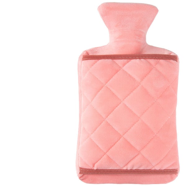 2023 termosflaske med lokk og lomme - 2,0L lekkasjesikkert ekstra mykt avtagbart lokk for å varme hender og føtter plaid pink