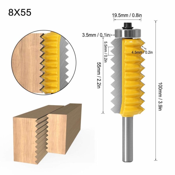 Monihampainen puuntyöstötyökalu, kovametallipuuntyöstötyökalu (8 x 55)