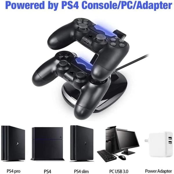 Controlleroplader - Tihokile - PS4 - Hurtig opladning - LED-indikator - Dobbelt USB
