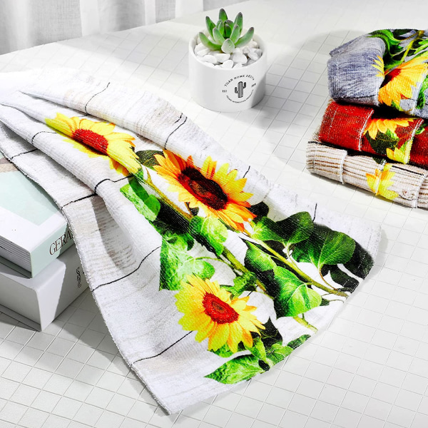 4 Retro solsikkehengende kjøkkenhåndklær