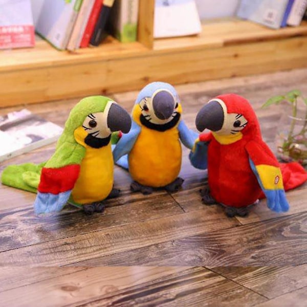 Talking papegoja upprepar vad du säger Plysch djurleksak Elektronisk papegojaleksak Plyschleksak papegojleksaker Be