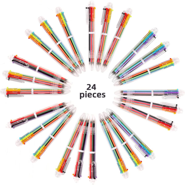 24 0,5 mm 6-i-1 flerfarvede kuglepenne