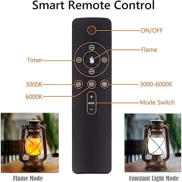 Mkk Ge Lanterne Led Batteridrevet Campinglampe Utendørs Hengelanterne Flimrende Flamme Oppladbar Retro Lanterner Fjernkontroll 4 Moduser Lys Ikke-