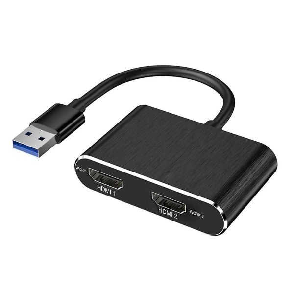 Usb 3.0 -sovitin kahdelle HDMI-liitännälle, ulkoinen videotuki, tukee vain Windowsia