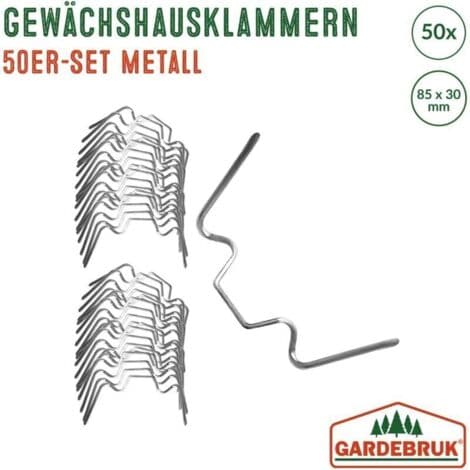 Glasclips i rustfrit stål til have-drivhuse, 50 stk., fastgørelsesclips til polycarbonatplader, drivhusklemmer, W--