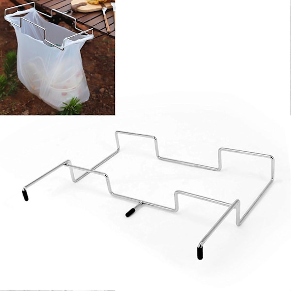 Camping Sopsäckshållare Rack Rostfritt Stål Sopsäckshängare Lättvikts Bords Sopställ för Kök BBQ Camping Användning