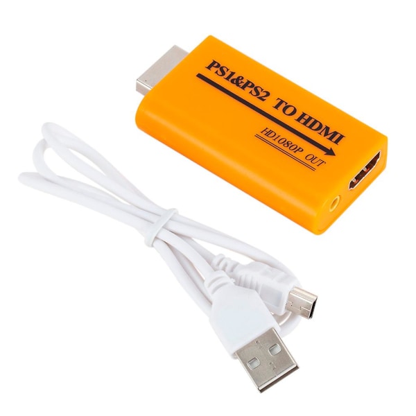 PS1/PS2:lle Video/Audio HDMI -tuki HD 1080 Out Converter + 48cm USB kaapeli