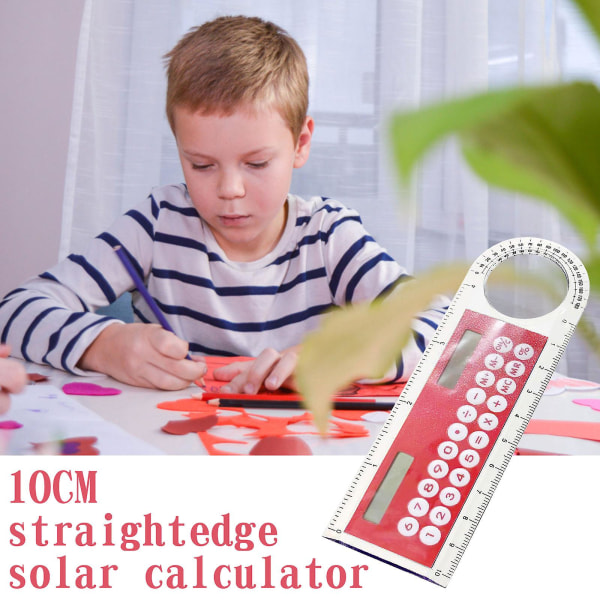 3-i-1 10 cm Solar Ruler Calculator Multifunksjonell storskjerm Mini Solar Card Ruler Calculator