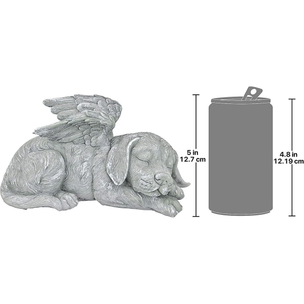Dog Angel Pet Memorial Grave Marker Statue, Polyresin, Stone Finish 1 stk, Grå)