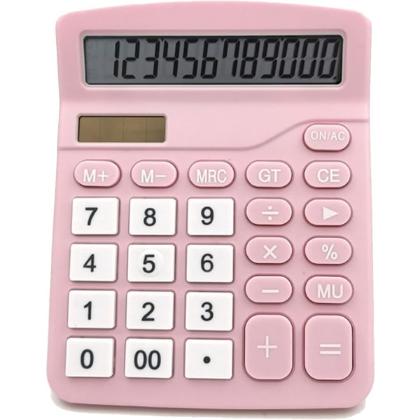 Rosa 12 Bit Solar Scientific Calculator Stasjonær datamaskin for finans Kontor Stor skjerm