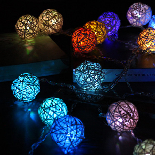 Battery Operated 20 LED String Lights, 20 Ball Sepak Takraw Halloween (Colorful)