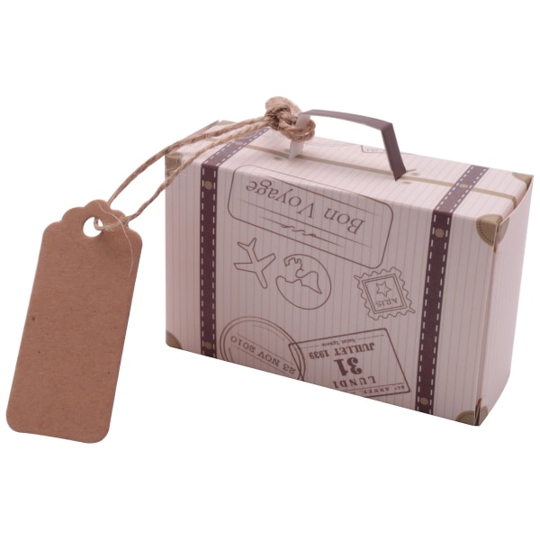 10 sarjaa Mini matkalaukku Design karkkirasia karkkipakkaus kartonki suklaarasia häälahjarasia C