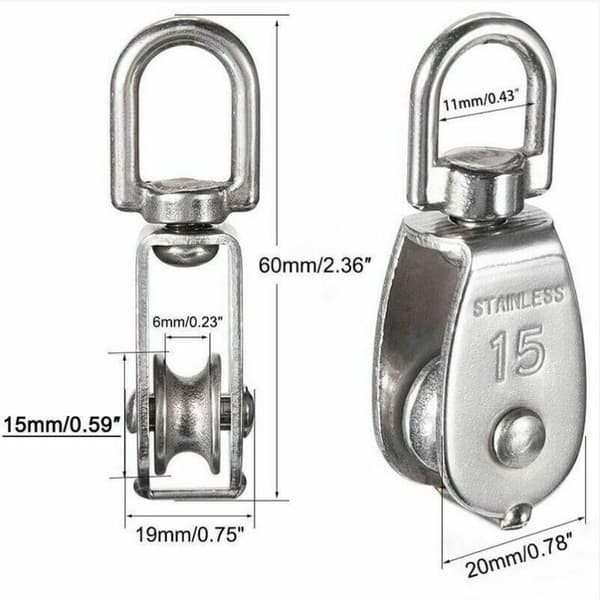 M15 304 Rustfrit stål enkelt remskive (12 stk.)