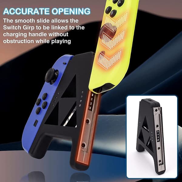 Veeki Slide Joy Con Opladergreb til Switch/Switch OLED Bærbar Joy Con Oplader Controller Komfortgreb Hurtig Opladning Under Spil (sort)