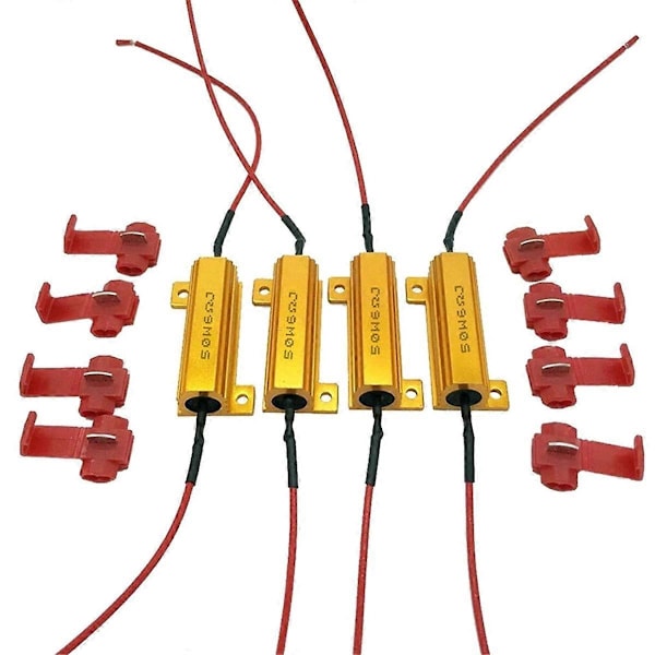 4 stk. LED Indikator Ballast Belastningsmodstand Blinkhastighedsrelæ Blinklys Pærer 50W 6 Ohm Belastningsmodstand