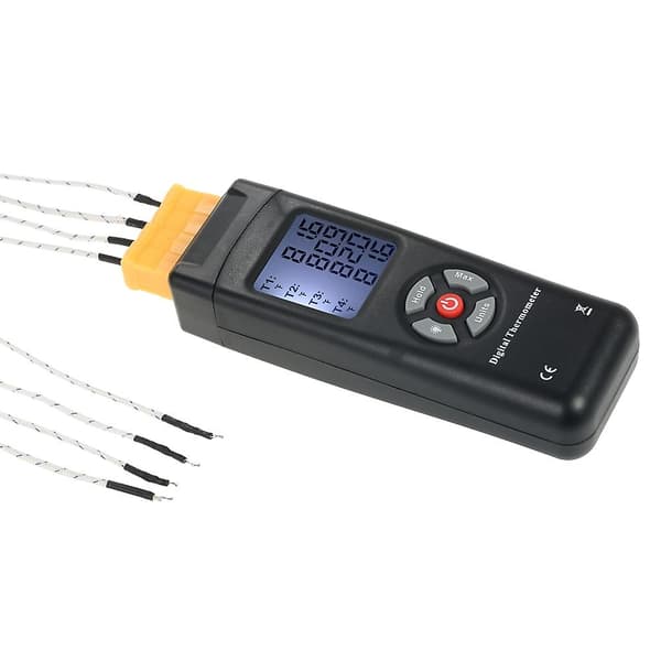 4-Kanalig K-Typ Digital LCD Termometer Termoelement Sensor -50~1350°C/-58~2462°F Data Hold Funktion