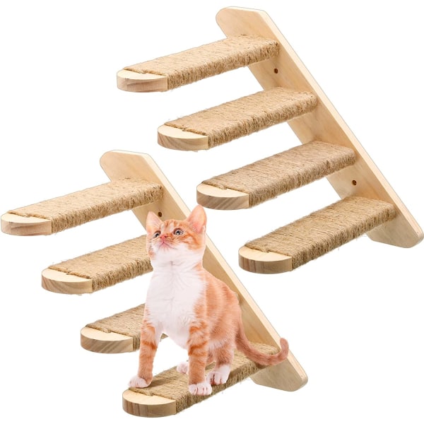 2-pak Katteklatrestativ Vægmonteret Katteklatretrappe i træ