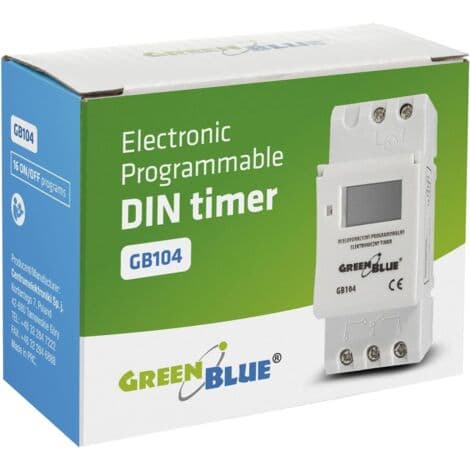 GB104 DIN-skinne panel 16A digital timer maks. 240 programmer