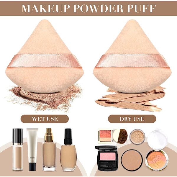 Triangulära Puffar 4-pack Makeup Ansiktspuffar (Svart, Naken)