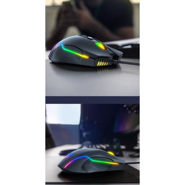 Gaming RGB-mus svart i ett stykke