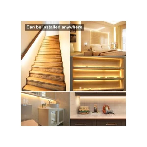 LED-stripe med bevegelsessensor – IP65 vanntett selvklebende fleksibel stripe – 12V – 5M varmhvit for innendørs bruk