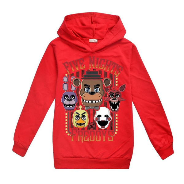 7-14 år Børn Teenagere Drenge Piger Fnaf Five Night At Freddy's Sweatshirt med tryk Hættetrøjer Toppe Hættetrøje Gaver Red 7-8 Years