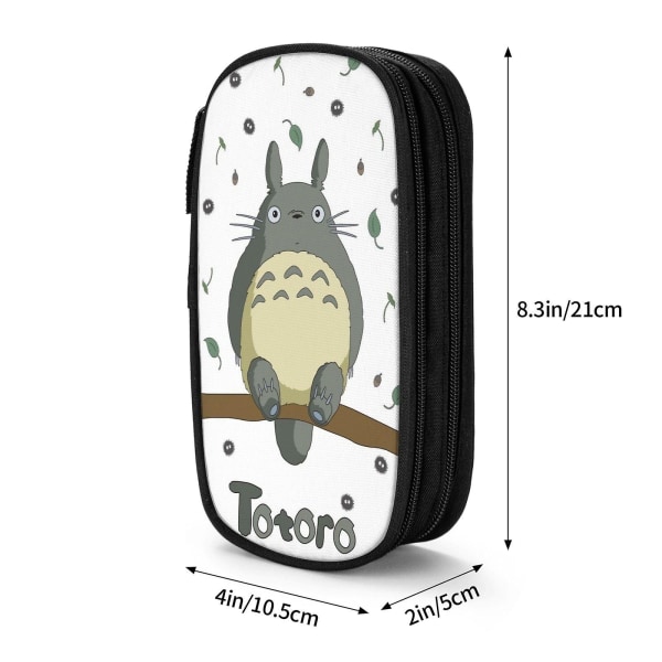 Anime Totoro blyantveske etui sminkepung stor kapasitet glidelås kosmetikkveske dobbelt lag oppbevaring pennveske pung-w1550