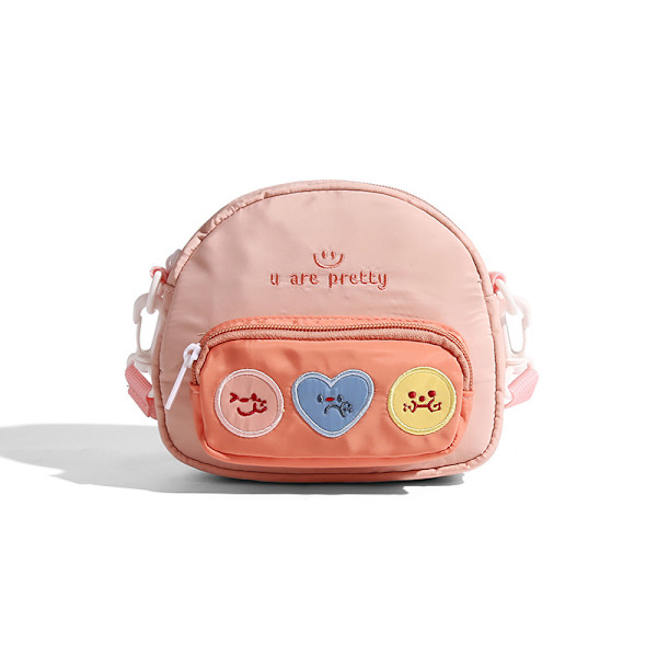 Kirjailtu kangas crossbody-laukku, vaaleanpunainen