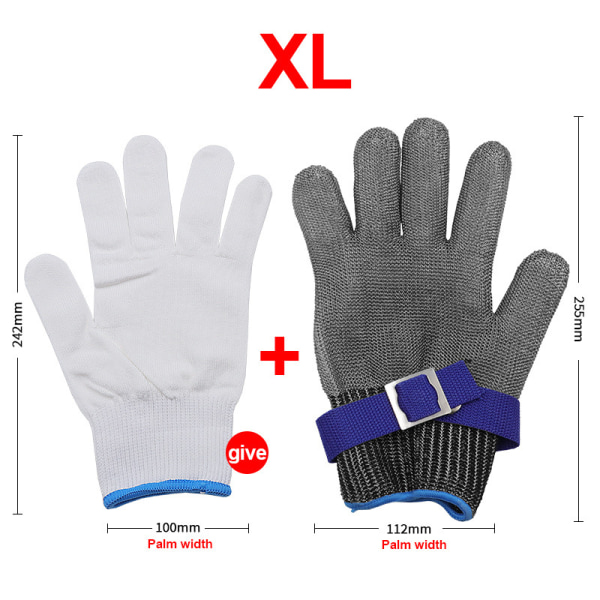 Skärbeständiga handskar i rostfritt stål Säkerhetsarbetshandske nivå 5 skydd (XL)