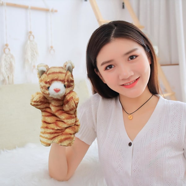 25cm Kitten Animal Hand Puppet Plush Toy Barn for barn Kids Cartoon Cat Pretend Telling Story Doll Toy Parent-Child Game Doll